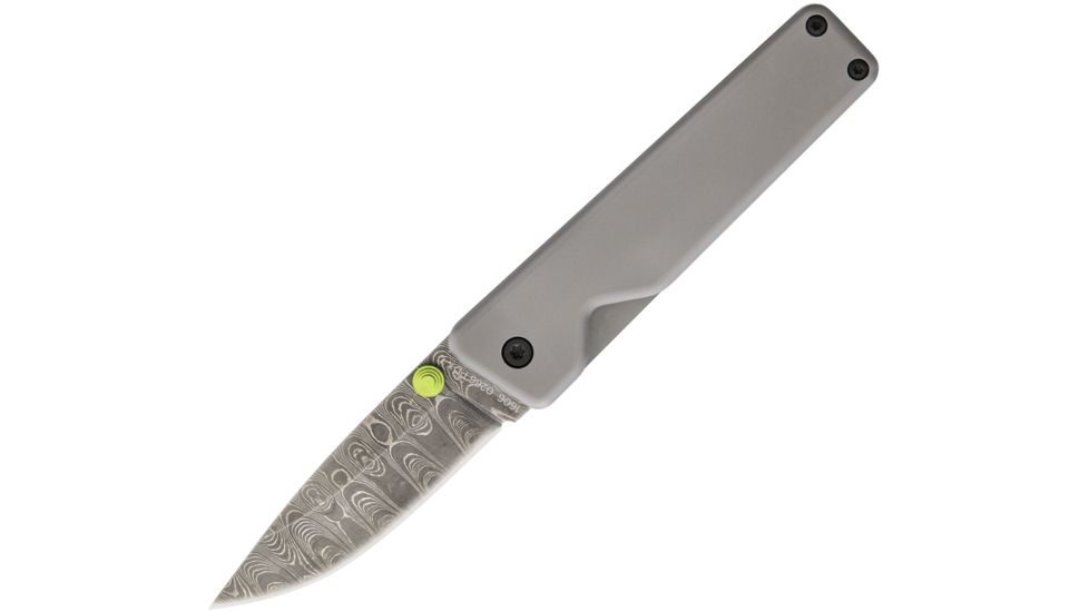 The James Brand The Chapter Framelock Damascus Folding Knife,2.75in,D2 Tool Steel,Standard Edge,Gray,Titanium Handle TJBP1301