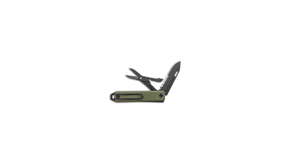 The James Brand The James Brand The Ellis Lockback Knife &amp; Tool w/Scissors OD Green 2.75" Blk, Black/OD Green, Sandvik 12C27, adult, BHQ-141603