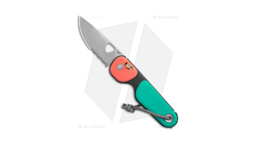 The James Brand The Redstone Slide Lock Folding Knife, 2.43in, Sandvik 12C27, Drop Point Blade, Polypropylene, Green/Red Handle, Green/Red/Gray, 6.125 inch, BHQ-138813