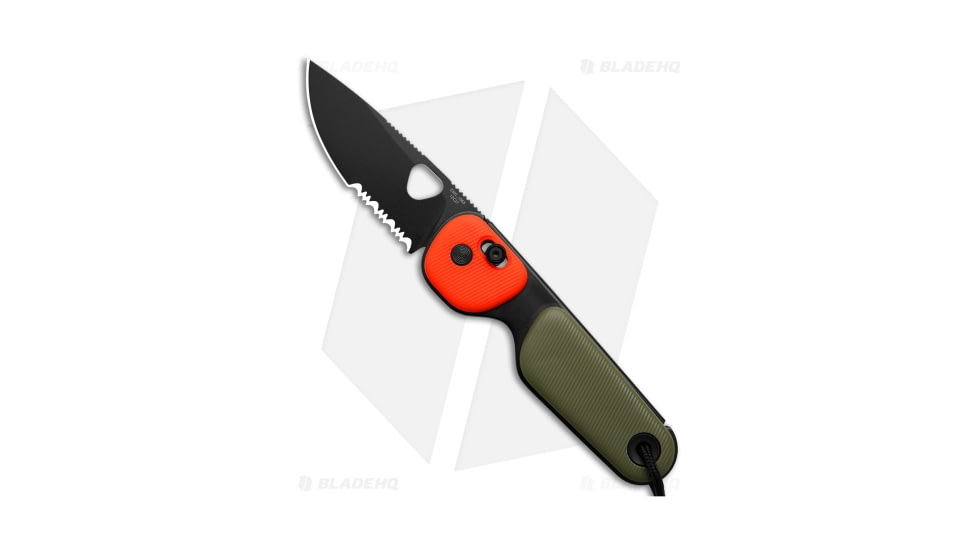 The James Brand The Redstone Slide Lock Folding Knife, 2.43in, Sandvik 12C27, Drop Point Blade, Polymer, OD Green/Orange Handle, OD Green/Orange/Black, 6.13 inch, BHQ-195184