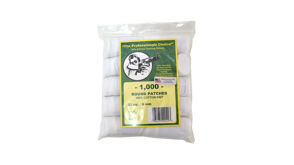 The Professionals Choice 100% Cotton Knit White Round Patches, 1.5in, Large, 25 cal./6mm, 1000pk R22