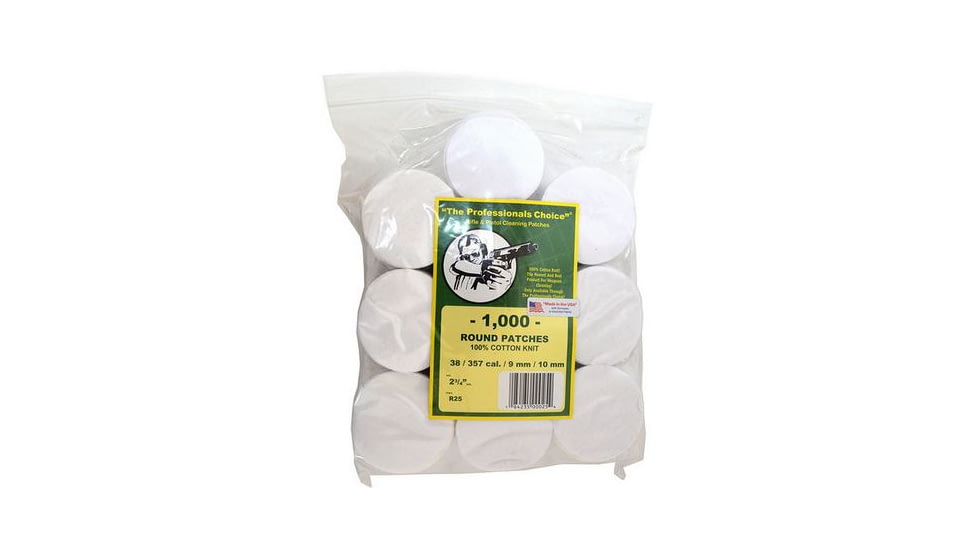 The Professionals Choice 100% Cotton Knit White Round Patches, 2.75in, Large, 38/357/9mm/10mm, 1000pk R25