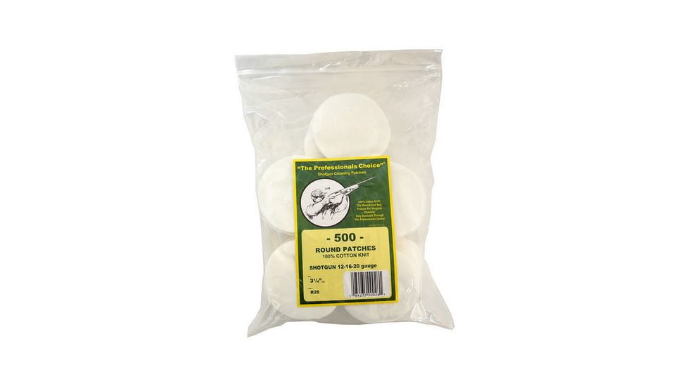 The Professionals Choice 100% Cotton Knit White Round Patches, 3.25in, Large, Shotgun, 500pk R26