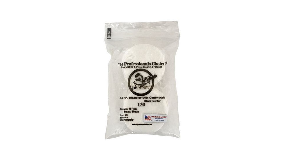 The Professionals Choice 100% Cotton Knit White Round Patches, 2.75in, Small, 38/357/9mm/10mm, 130pk R33