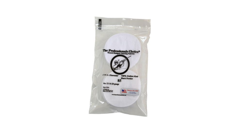 The Professionals Choice 100% Cotton Knit White Round Patches, 3.25in, Small, Shotgun, 85pk R34