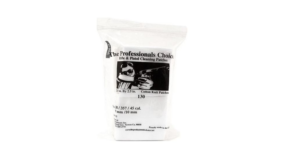 The Professionals Choice 100% Cotton Knit White Square Patches, 2.5x2.5, Small, 38/357/9mm/10mm, 130pk 13