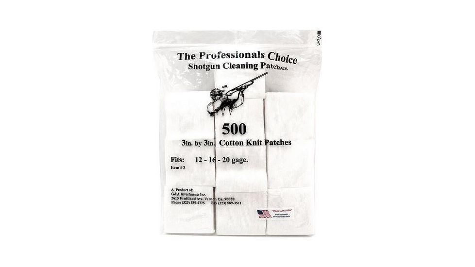 The Professionals Choice 100% Cotton Knit White Square Patches, 3x3, Large, Shotgun 12-16-20 ga, 500pk 2
