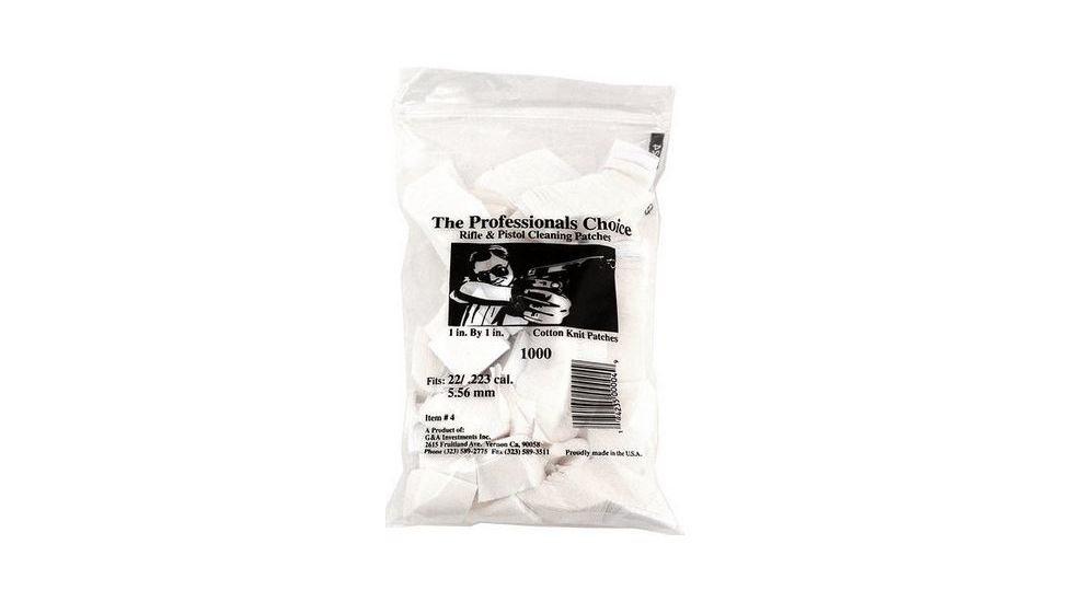 The Professionals Choice 100% Cotton Knit White Square Patches, 1x1, Large, 22/.223 cal./5.56mm, 1000pk 4