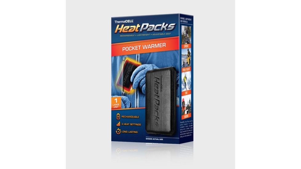 Heat Packs - Rechargeable Pocket Warmer w/USB Cord and Wall Charger, Black