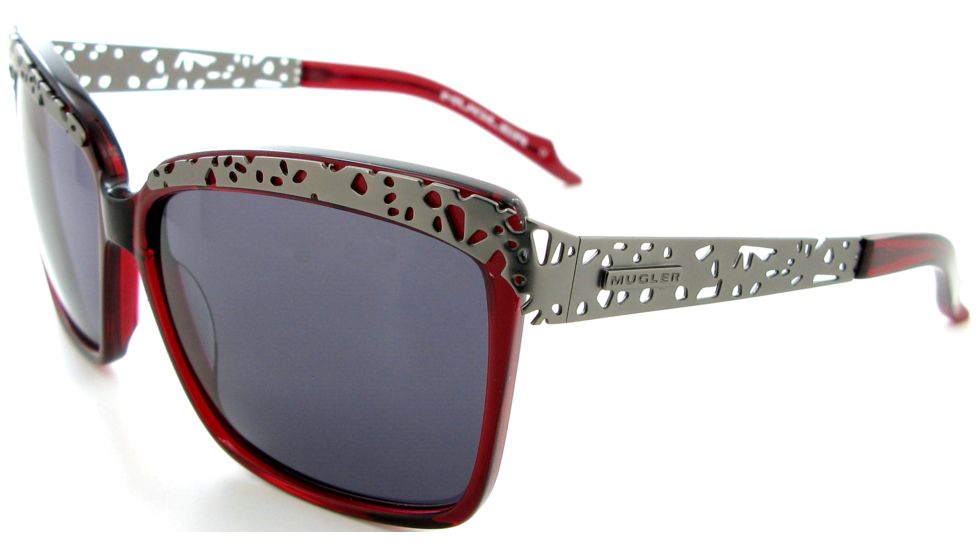 Thierry Mugler 10207 Burgundy-Mat Gunmetal Frame, Brown Gradient Lenses Frame Womens Sunglasses, 58-14-125 10207-C8