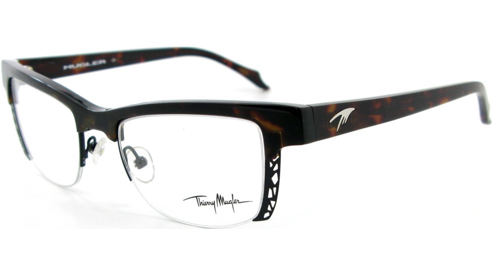 Thierry Mugler Single Vision Prescription Eyeglasses 9283 Tortoise-Black Frame, Women, 50-19-138 9283-C3RX