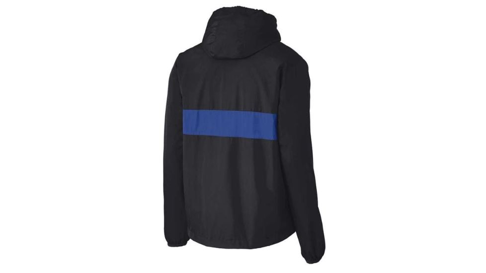 Thin Blue Line 1/2 Zip Hooded - Embroidered - FLAG-TBL-1/2ZIP-HOODED-BLK/BLU-2XL