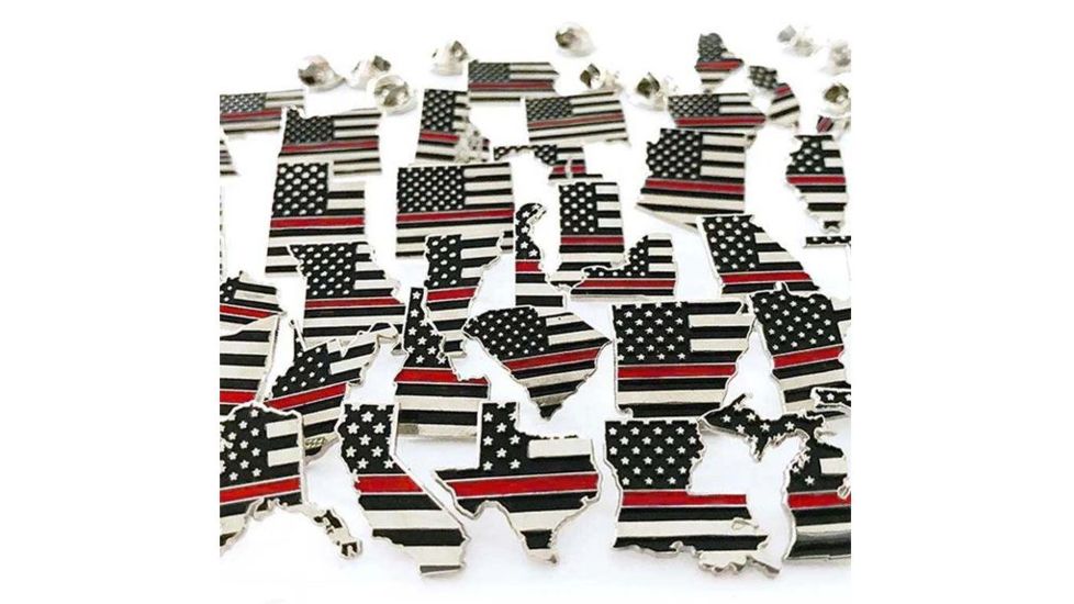 Thin Blue Line Alabama, Thin Red Line American Flag Pin - AL-TRL-PIN