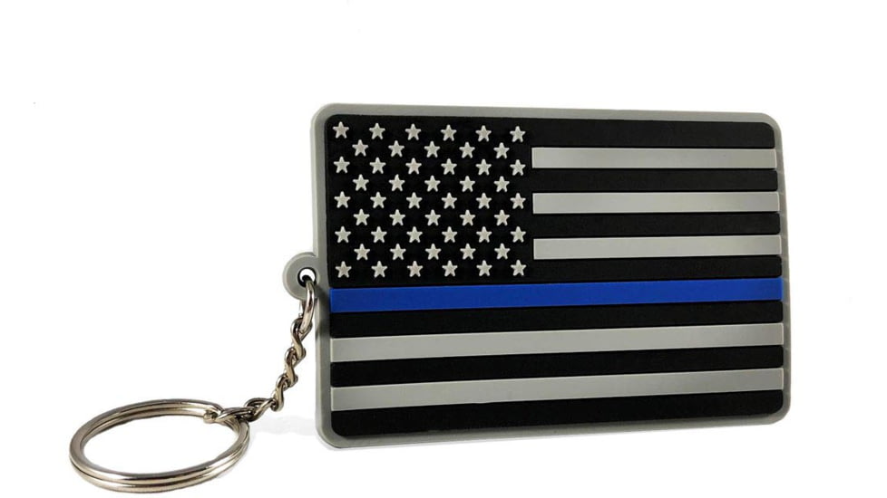 Thin Blue Line American Flag Keychains, PVC-TBL-KEY