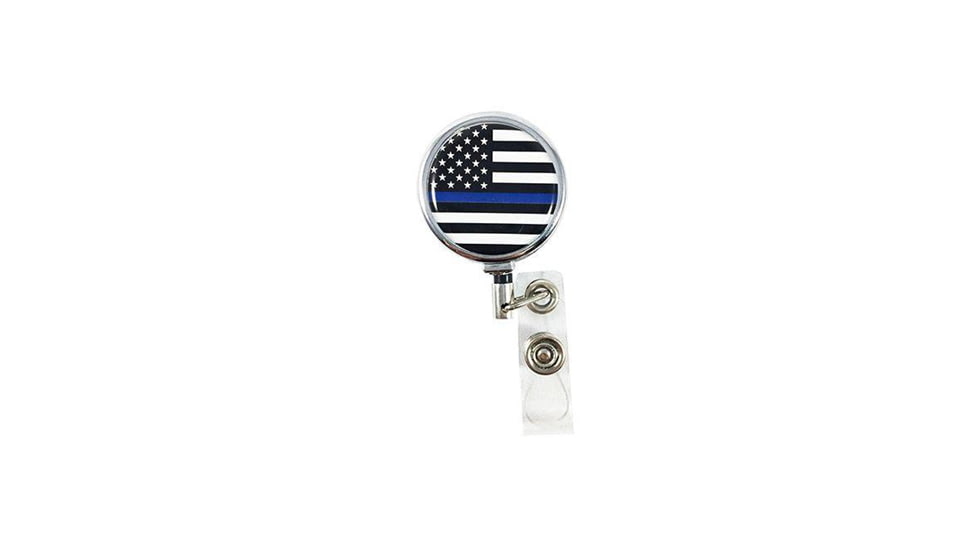 Badge Reel - Thin Blue Line American Flag