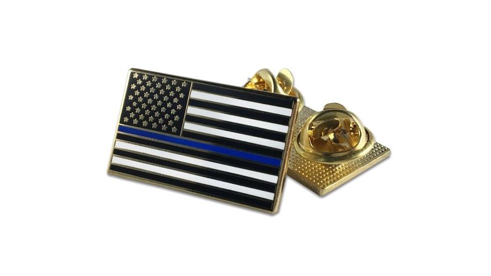 Thin Blue Line Classic American Flag Pin, Double Clutch Backing, Thin Blue Line - PIN-CLASSIC