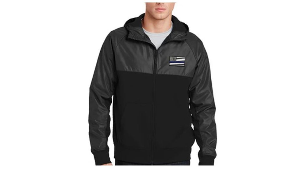 Thin Blue Line Embroidered Coat, Black - COAT-BLACK-XXL