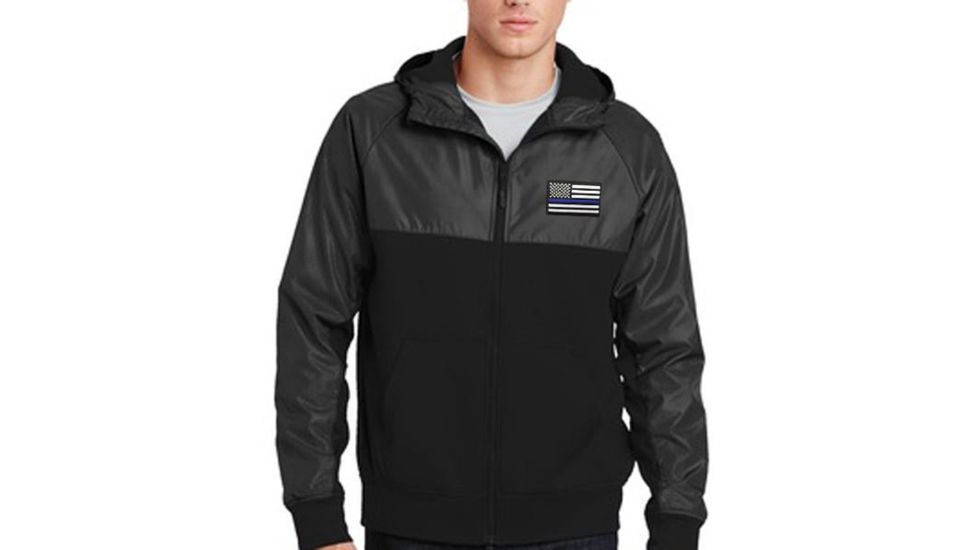 Thin Blue Line Embroidered Coat, Black - COAT-BLACK-XXXL