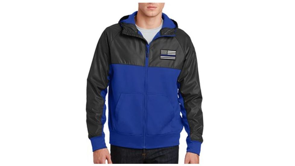 Thin Blue Line Embroidered Coat, Blue - COAT-BLUE-BLACK-XXL