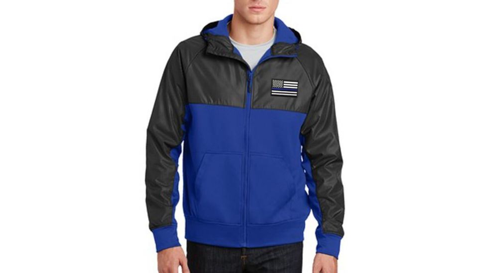 Thin Blue Line Embroidered Coat, Blue - COAT-BLUE-BLACK-XXXL