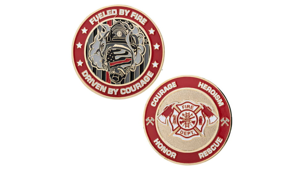 Thin Blue Line Firefighter's Thin Red Line Challenge Coin, 1.75in, COIN-TRL-FIRE-FUELED