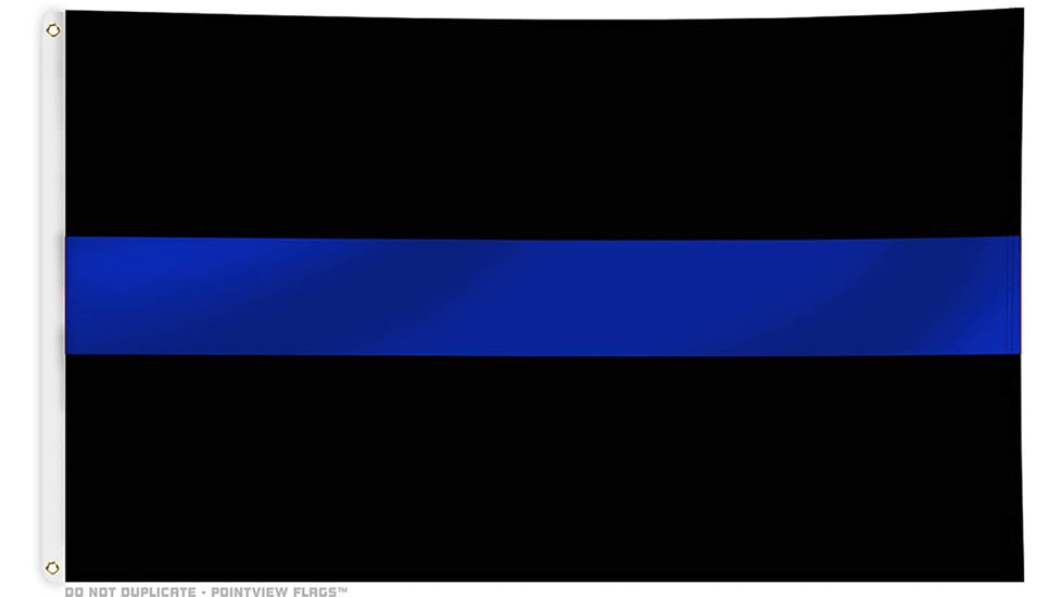 Thin Blue Line Flag With Grommets, 3 X 5 Ft, Thin Blue Line - BLACK-BLUE-3X5