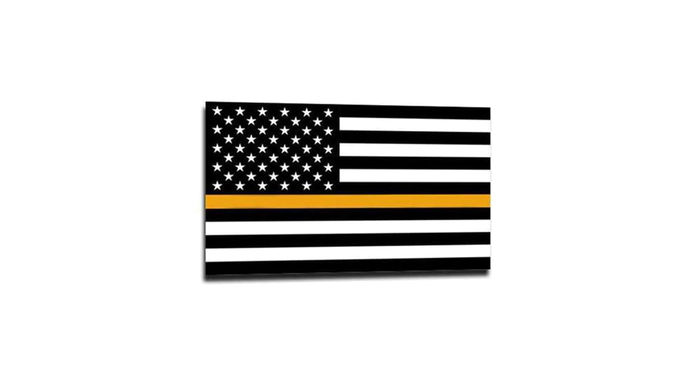 Thin Blue Line Gold Line American Flag Sticker, 4 X 6 Inches - TGOLD-S-AMERICAN-46