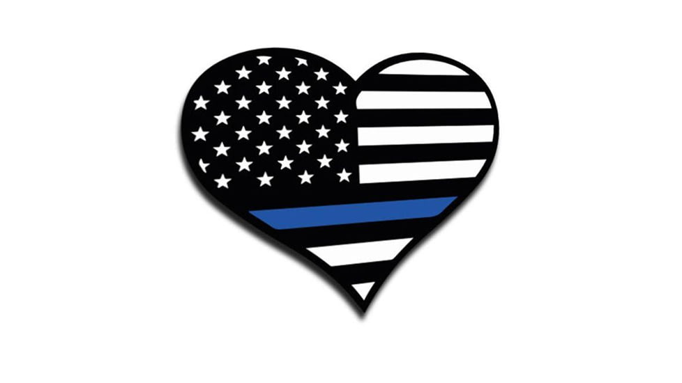 Thin Blue Line Heart Sticker, 4.5 x 4 Inches