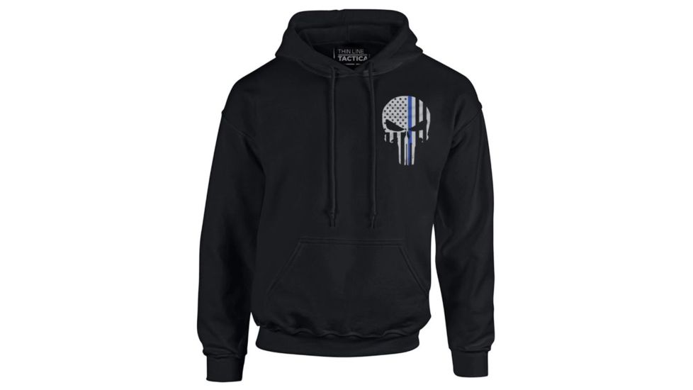 Thin Blue Line Hoodie - Skull, Black - BLPUN-H-BLACK-XXL