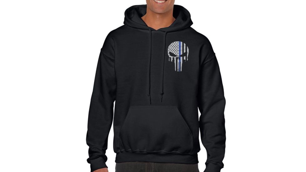 Thin Blue Line Hoodie - Skull, Black - BLPUN-H-BLACK-XXL