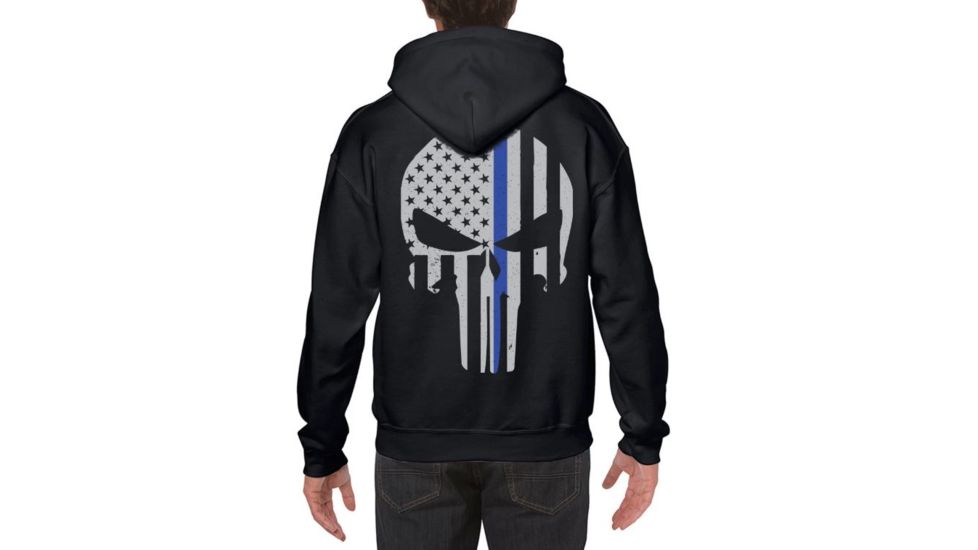 Thin Blue Line Hoodie - Skull, Black - BLPUN-H-BLACK-XXL