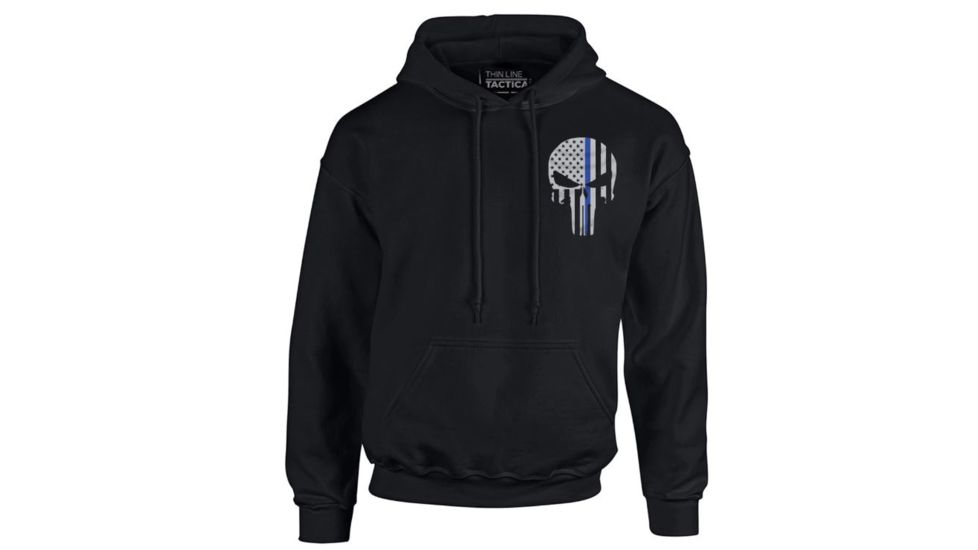 Thin Blue Line Hoodie - Skull, Black - BLPUN-H-BLACK-XXXXL