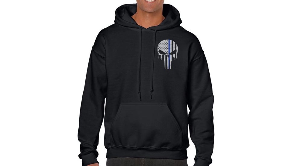 Thin Blue Line Hoodie - Skull, Black - BLPUN-H-BLACK-XXXXL