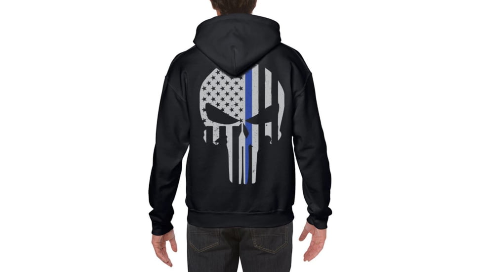 Thin Blue Line Hoodie - Skull, Black - BLPUN-H-BLACK-XXXXL