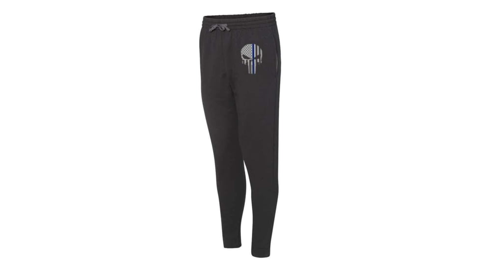 Thin Blue Line Joggers - , Skull, Black - SKULL-TBL-JOGGERS-BLK-L