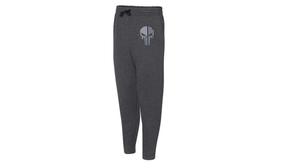 Thin Blue Line Joggers - , Skull, Charcoal - SKULL-TBL-JOGGERS-CHARC-XXL