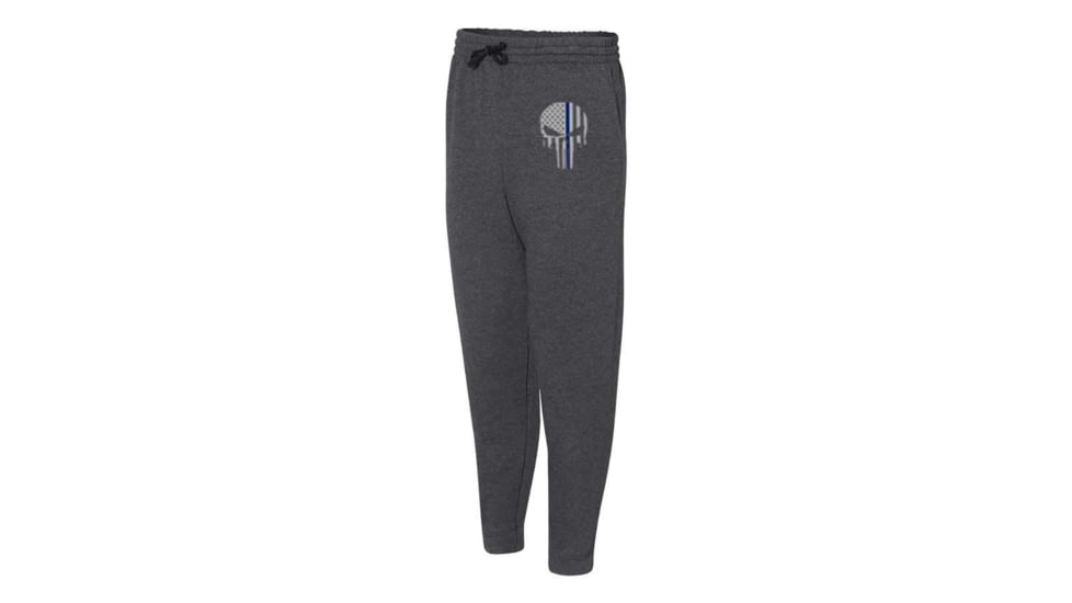 Thin Blue Line Joggers - , Skull, Charcoal - SKULL-TBL-JOGGERS-CHARC-L