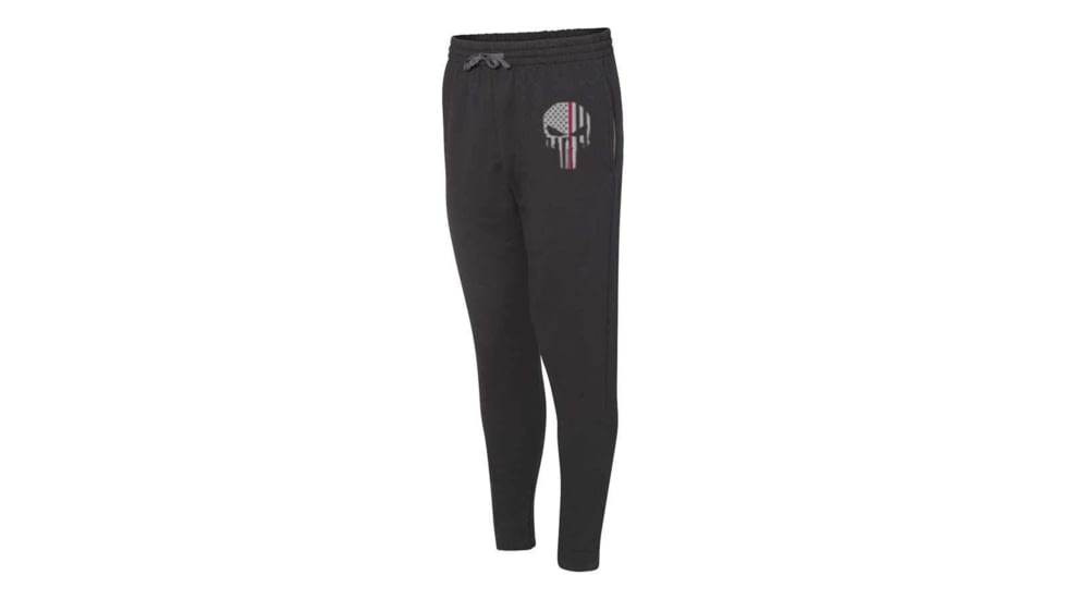 Thin Blue Line Joggers - Thin Red Line, Skull, Black - SKULL-TRL-JOGGERS-BLK-L