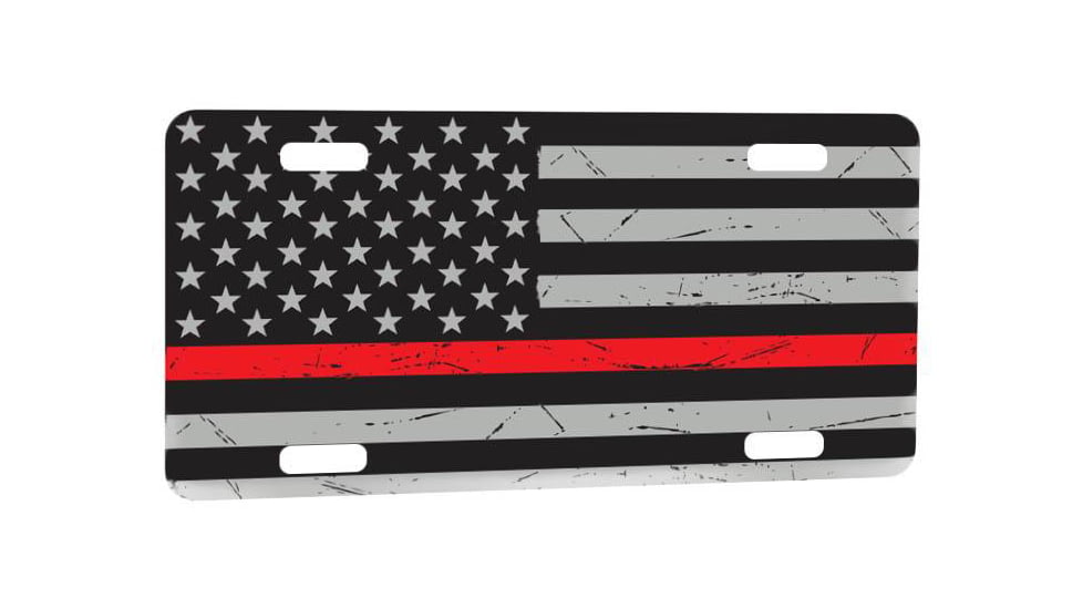Thin Blue Line License Plate, Thin Red American Flag, TRL-AM-PLATE