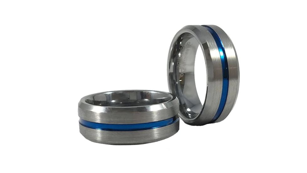 Thin Blue Line Men's Ring, Tungsten, Thin Blue Line - MEN-RING-TUNG-10