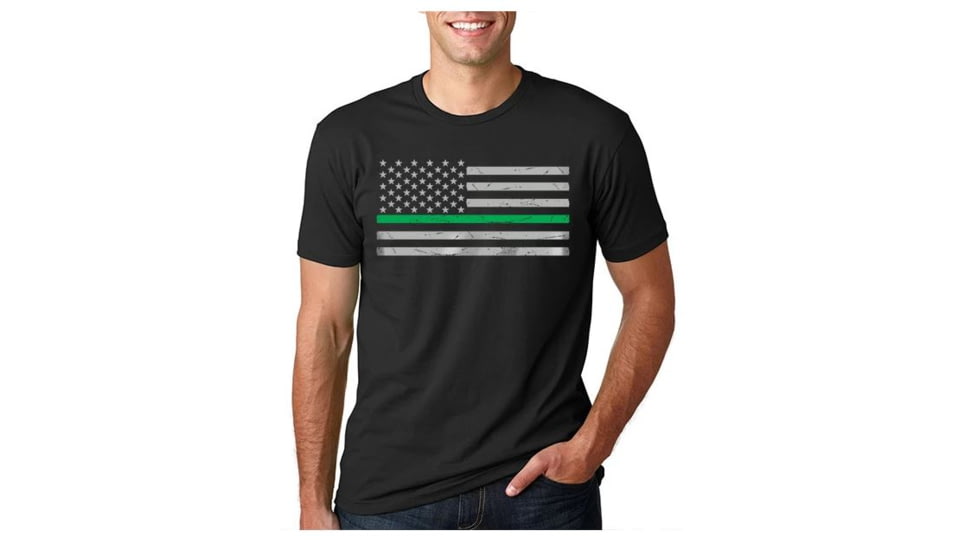 Thin Blue Line Men's - Short Sleeve Classic Thin Green Line - MENS-CLASSIC-TGL-BLACK-LARGE