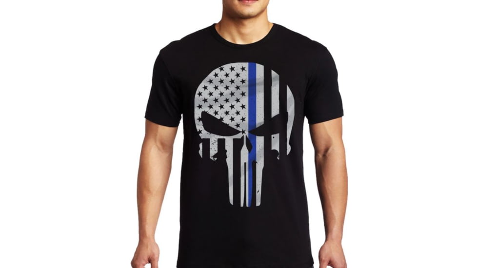 Thin Blue Line Men's T-shirt - Skull , Black - TBL-SKULL-XXL