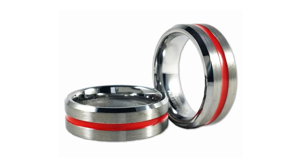 Thin Blue Line Men's Thin Red Line Ring, Tungsten - MEN-TRL-RING-TUNG-10