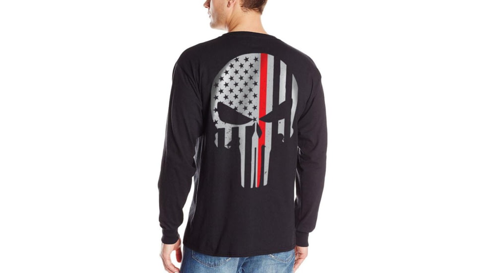 Thin Blue Line Mens - Skull Thin Red Line Long Sleeve T-shirt - TRL-LS-SKULL-LARGE
