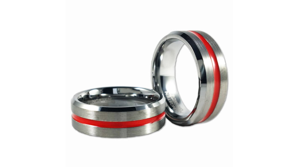 Thin Blue Line Mens Thin Red Line Ring, Tungsten - MEN-TRL-RING-TUNG-9