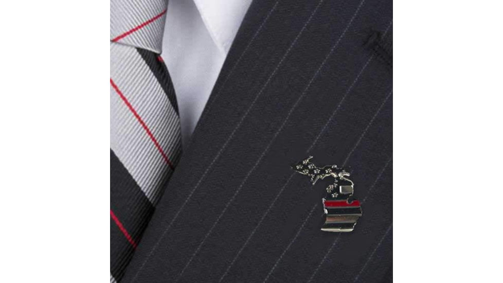 Thin Blue Line Michigan, Thin Red Line American Flag Pin - MI-TRL-PIN
