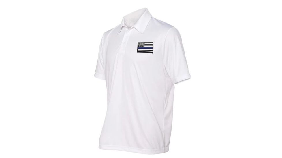 Thin Blue Line Polyester Sport Polo - Flag, White - TBL-POLO-SPORT-WHITE-XXL