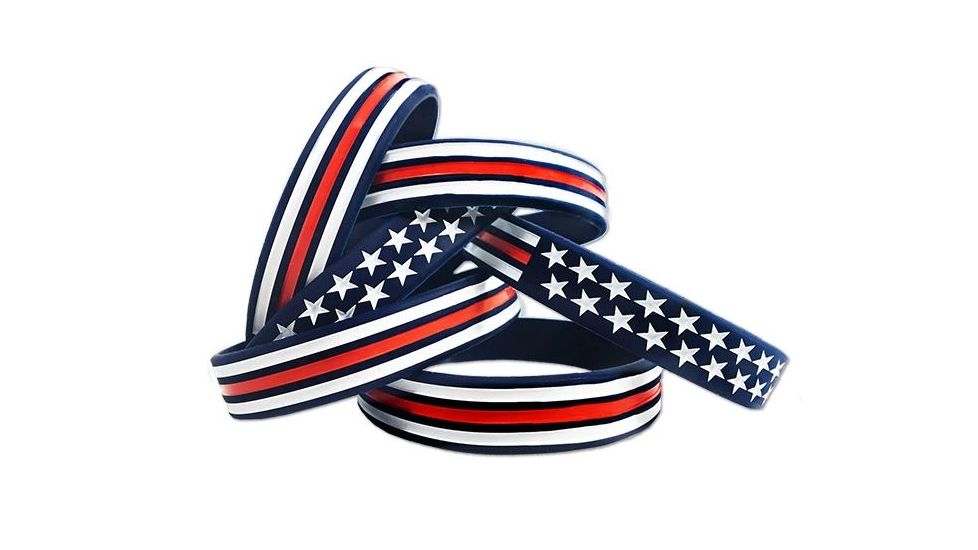 Thin Blue Line Red, White, And Blue American Flag Bracelet, 7-inch Bracelet, Red/white/blue - RWB-AM-BR-7