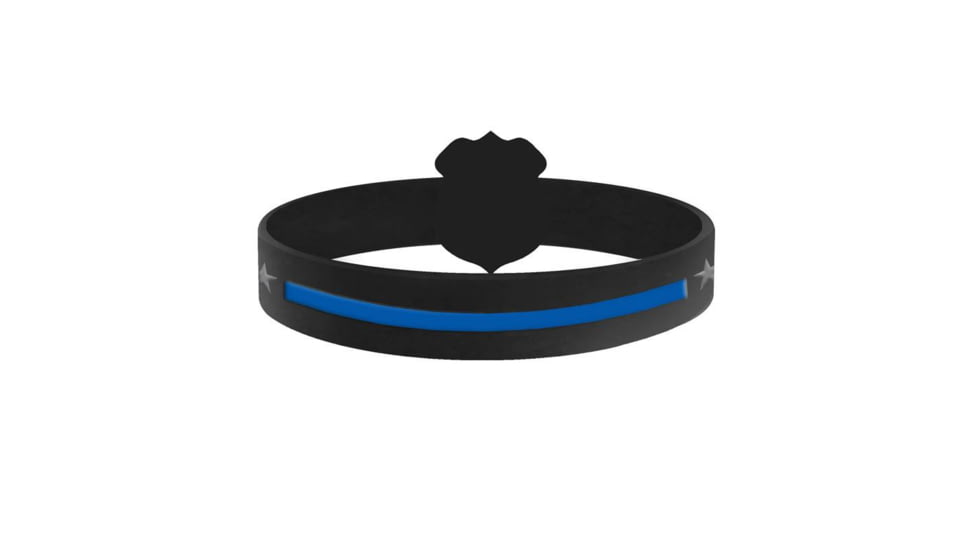 Thin Blue Line Shield Silicone Bracelet, 8 Inch, Thin Blue Line - TBL-AM-SHIELD-8
