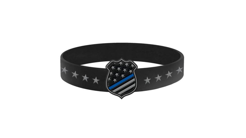 Thin Blue Line Shield Silicone Bracelet, 8 Inch, Thin Blue Line - TBL-AM-SHIELD-8